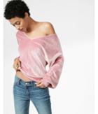 Express V Neck Off-the-shoulder Puff Sleeve Velour