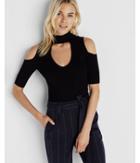 Express Womens Ribbed Cold Shoulder Cut-out Choker
