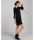Express Petite Lace-up Bell Sleeve Trapeze Dress