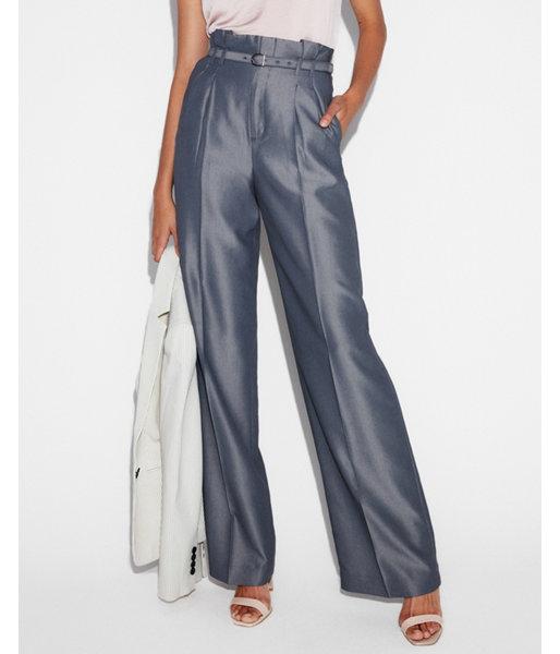 Express Womens High Waisted Belted Tie Waist Wide