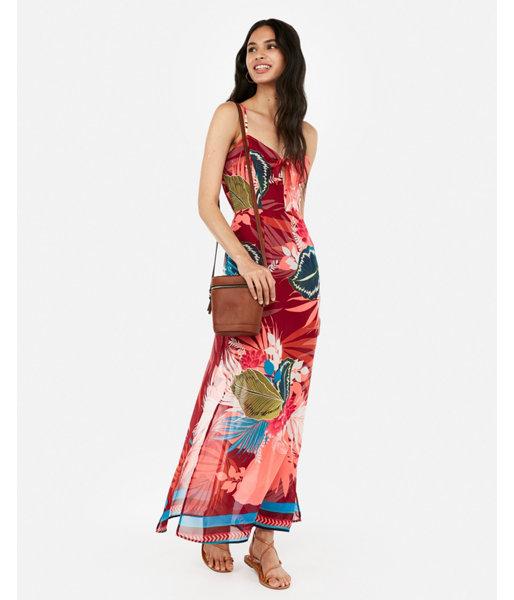 Express Womens Floral Cut-out Tie Front