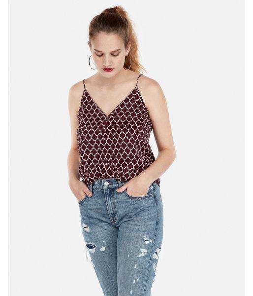 Express Womens Petite Satin Quatrefoil Downtown Cami