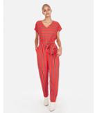 Express Womens Petite Stripe V-neck Short Sleeve Jumpsuit
