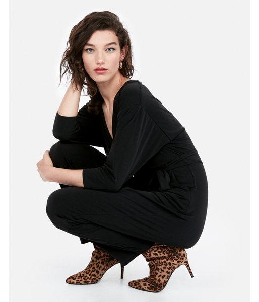 Express Womens Petite Surplice Jumpsuit