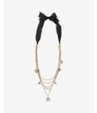 Express Womens Ribbon Neck Layered Charm Necklace