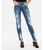 Express Womens Mid Rise Stretch Super Skinny Ripped Jeans
