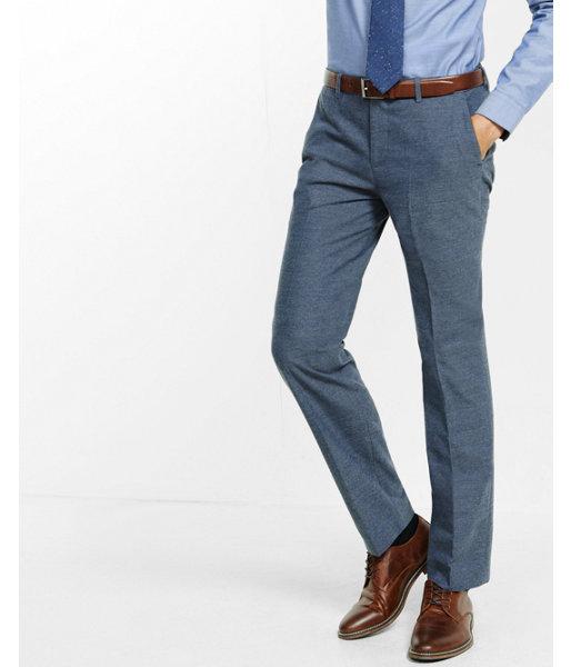 Express Mens Slim Photographer Textured Blue Dress Pant
