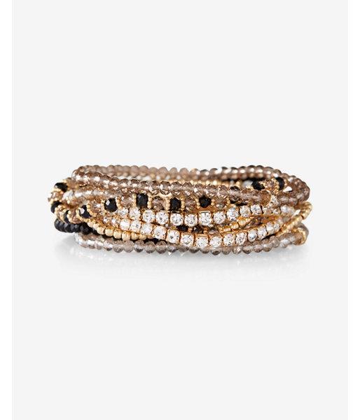 Express Womens Set Of 9 Mixed Bead Stretch Bracelets