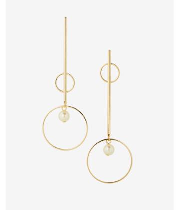 Express Circle Faux Pearl Linear Drop Earrings