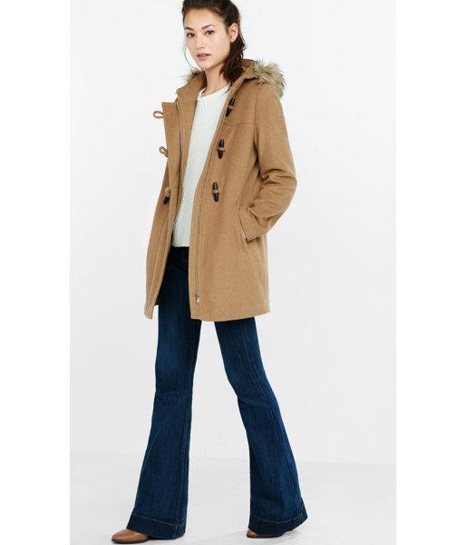 Express Women's Outerwear Wool Blend Toggle Duffle Coat