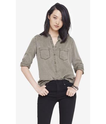 Express Express Women's Shirts Soft Twill Boyfriend