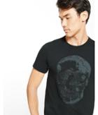 Express Mens Black Caviar Bead Skull Graphic T-shirt