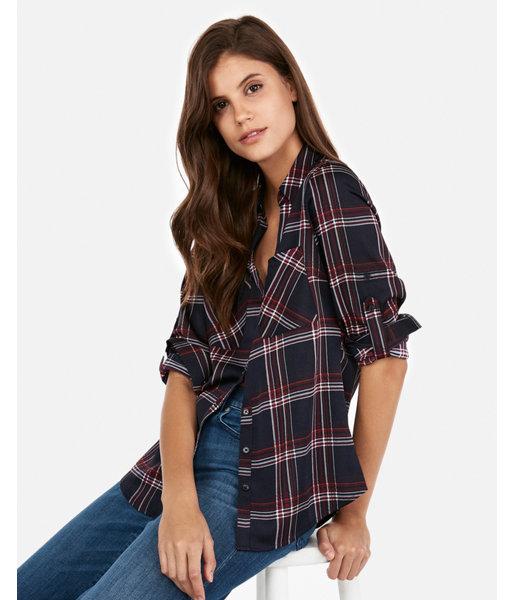 Express Womens Slim Plaid Two-pocket Portofino