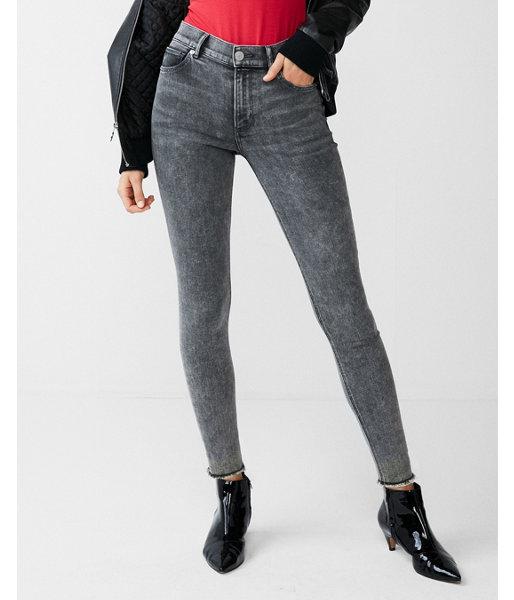 Express Womens High Waisted Gray Stretch Ankle Jean