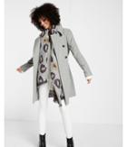 Express Womens Gray Wool Blend Trench Coat