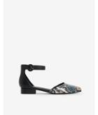 Express Womens Snakeskin Ankle Strap Low Heeled Flats