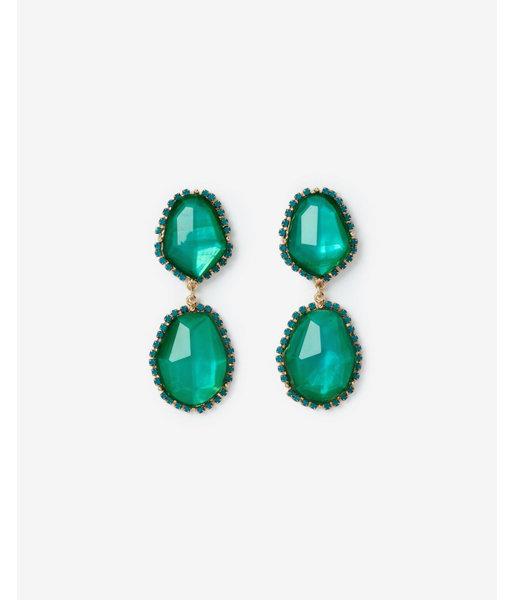 Express Womens Double Faceted Stone Drop Earrings