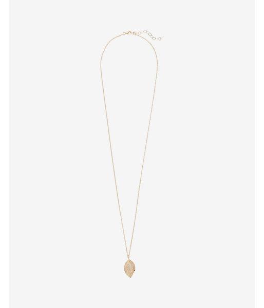 Express Womens Crystal Filled Cage Leaf Pendant Necklace