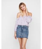 Express Womens Petite Striped Off The Shoulder Balloon