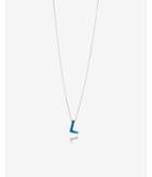 Express Womens Opal Block L Initial Necklace