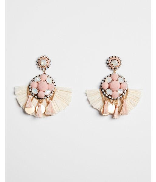 Express Womens Pom Center Drop Earrings