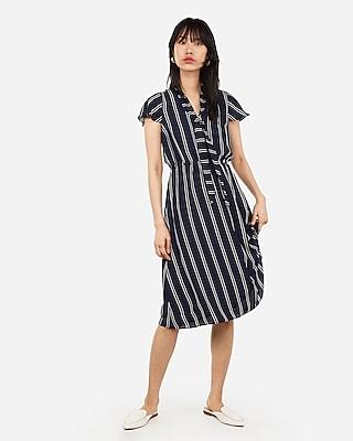 Express Womens Striped Tie Neck