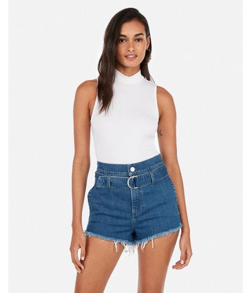 Express Womens Express Womens Super High Waisted Original Medium Wash Self Tie Denim