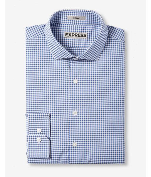 Express Mens Fitted Micro Check Print Cotton Dress