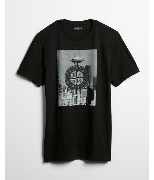 Express Mens Seattle Mariners Black Graphic Tee