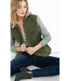 Express Women's Outerwear Olive Twill Fleece Sleeve Hooded Jacket