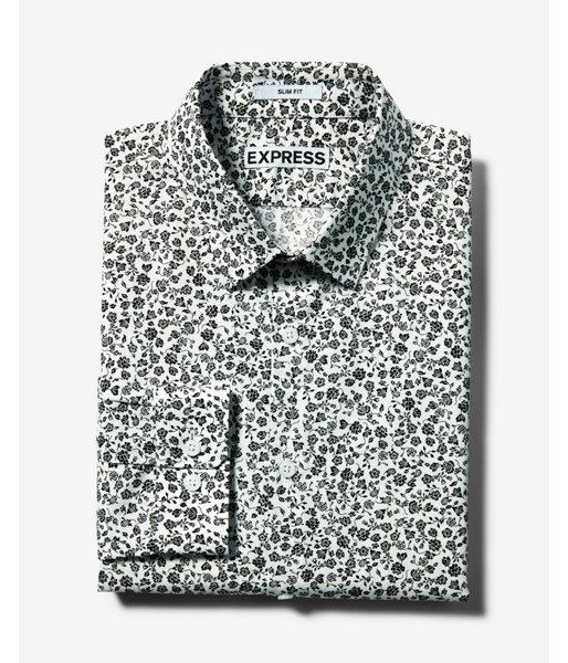 Express Mens Slim Fit Floral Cotton Dress
