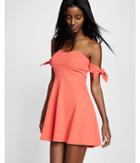 Express Womens Off The Shoulder Tie Sleeve Fit And Flare Dress