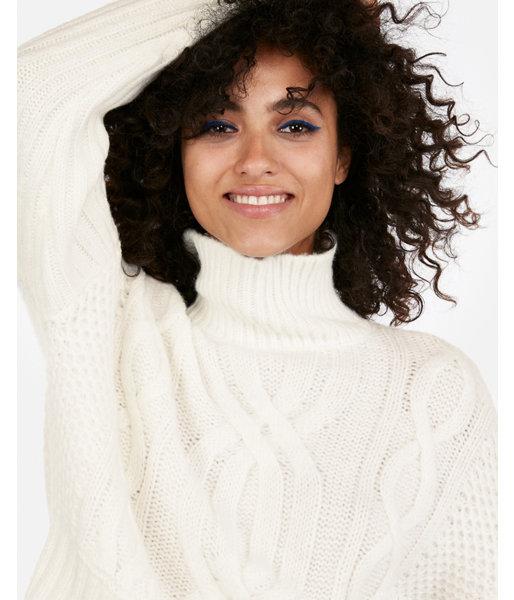 Express Womens Petite Cable Knit Turtleneck