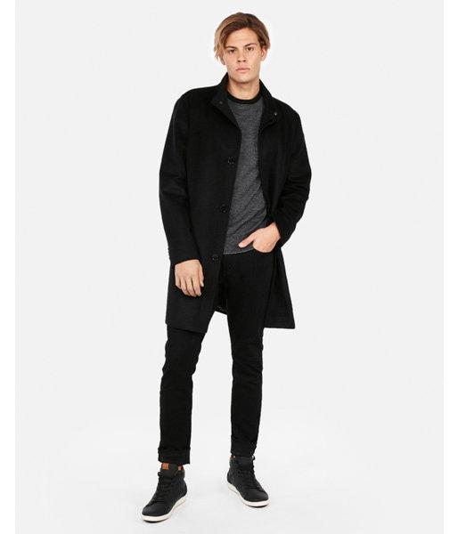 Express Mens Recycled Wool Stand Collar Topcoat