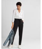 Express Womens Express Womens  Petite High Waisted Ticking Sash Waist Ankle Pant