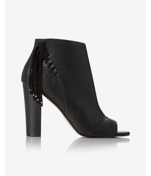 Express Womens Whipstitch Fringe Peep-toe Bootie