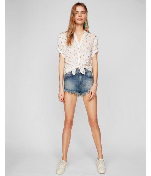 Express Womens Short Sleeve Pineapple Print