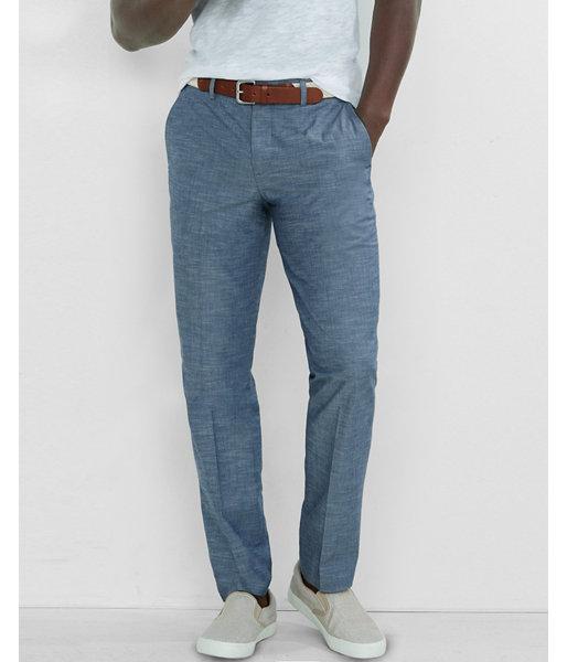 Express Mens Slim Photographer Light Blue Slub Dress Pant