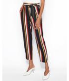 Express Womens High Waisted Striped Ruffle Waist Pull-on Pant