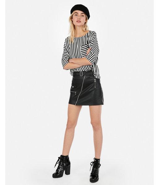 Express Womens Stripe One Pocket Cocoon Top