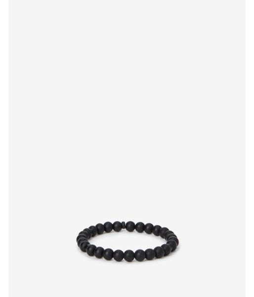 Express Mens Matte Black Beaded Bracelet