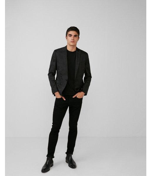 Express Mens Slim Black Camo Tuxedo Jacket