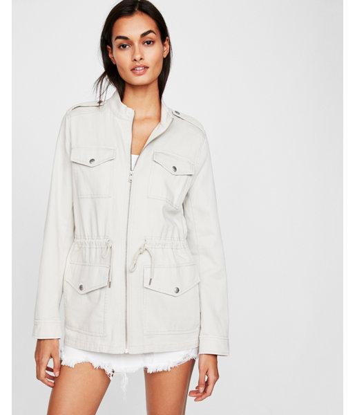 Express Womens Petite Four Pocket Military Twill Jacket