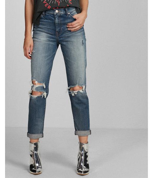 Express High Waisted Distressed Original Girlfriend Jeans