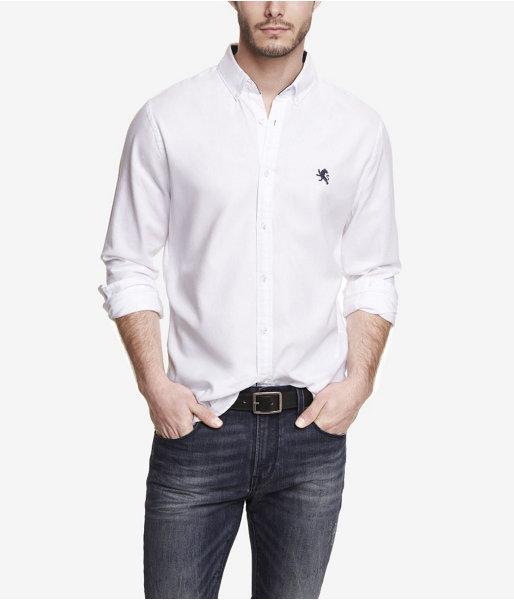 Express Mens Fitted Oxford Shirt White X