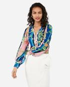 Express Womens Floral Button Front Blouson Sleeve Chelsea Popover