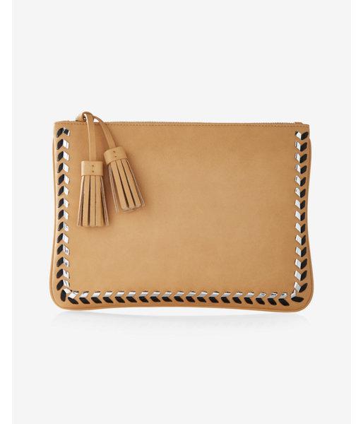 Express Womens Metallic Whipstitch Clutch