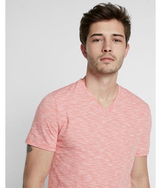 Express Slub Jersey Stripe Cotton V-neck Tee