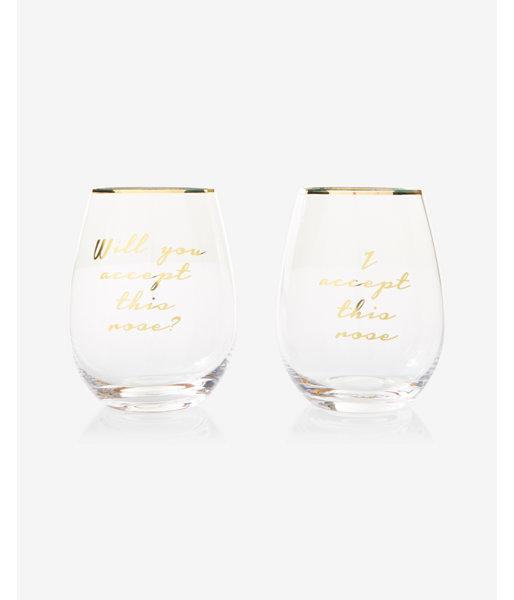 Express 8 Oak Lane Set Of Two Accept This Rose Wine Glasses