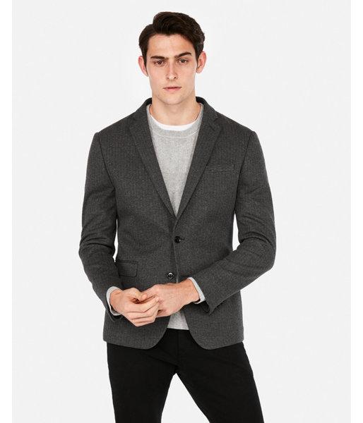 Express Mens Slim Herringbone Knit Blazer